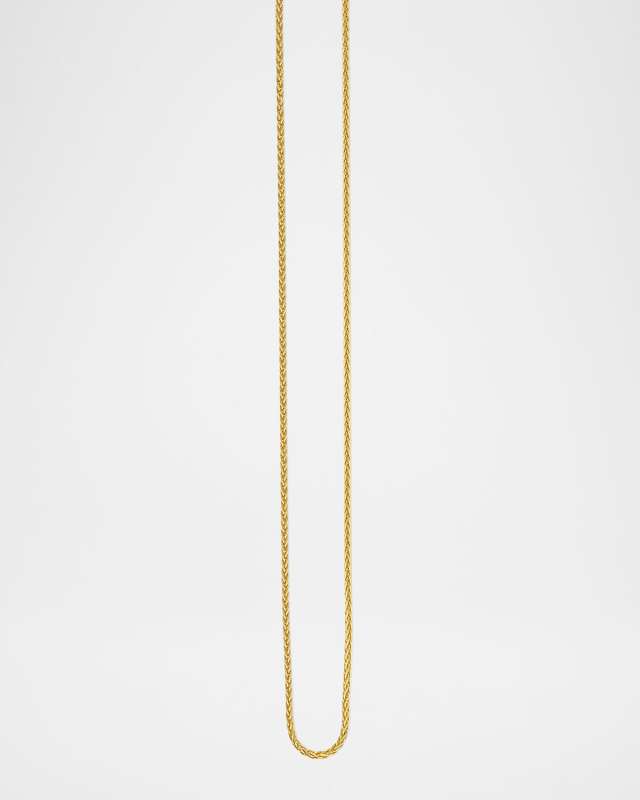 18K Yellow Gold Thin Wheat Chain Necklace, 20"L